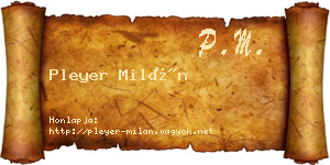 Pleyer Milán névjegykártya